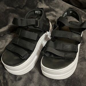 Nike Black and White Strappy Platform Sandals